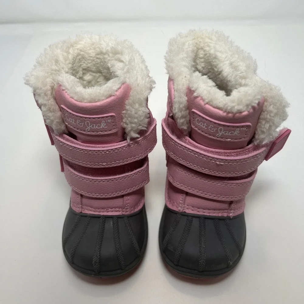 Cat & Jack Denver Winter Boots (TS) Toddler‎ Size 5 Pink/Gray Faux Shearling